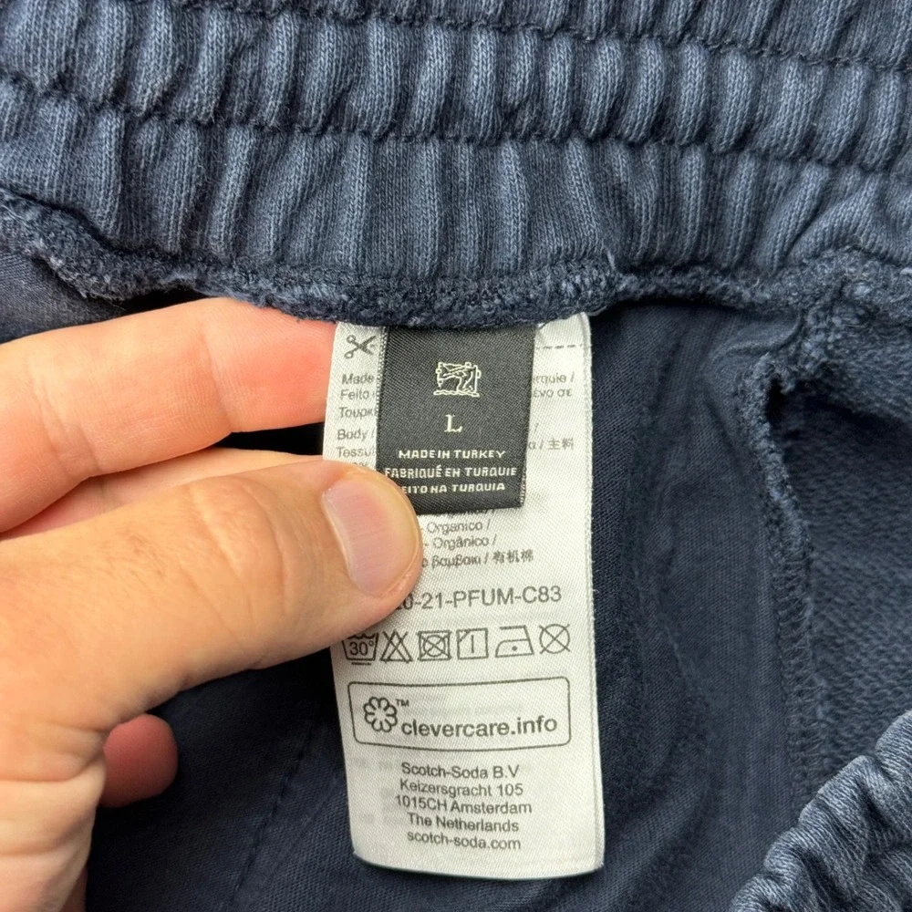 Scotch & Soda Men Large Jogger Sweatpants Navy Blue Organic Cotton Casual Lounge
